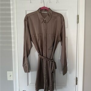 Abercrombie & Fitch Brown Dress Shirt with Belt
